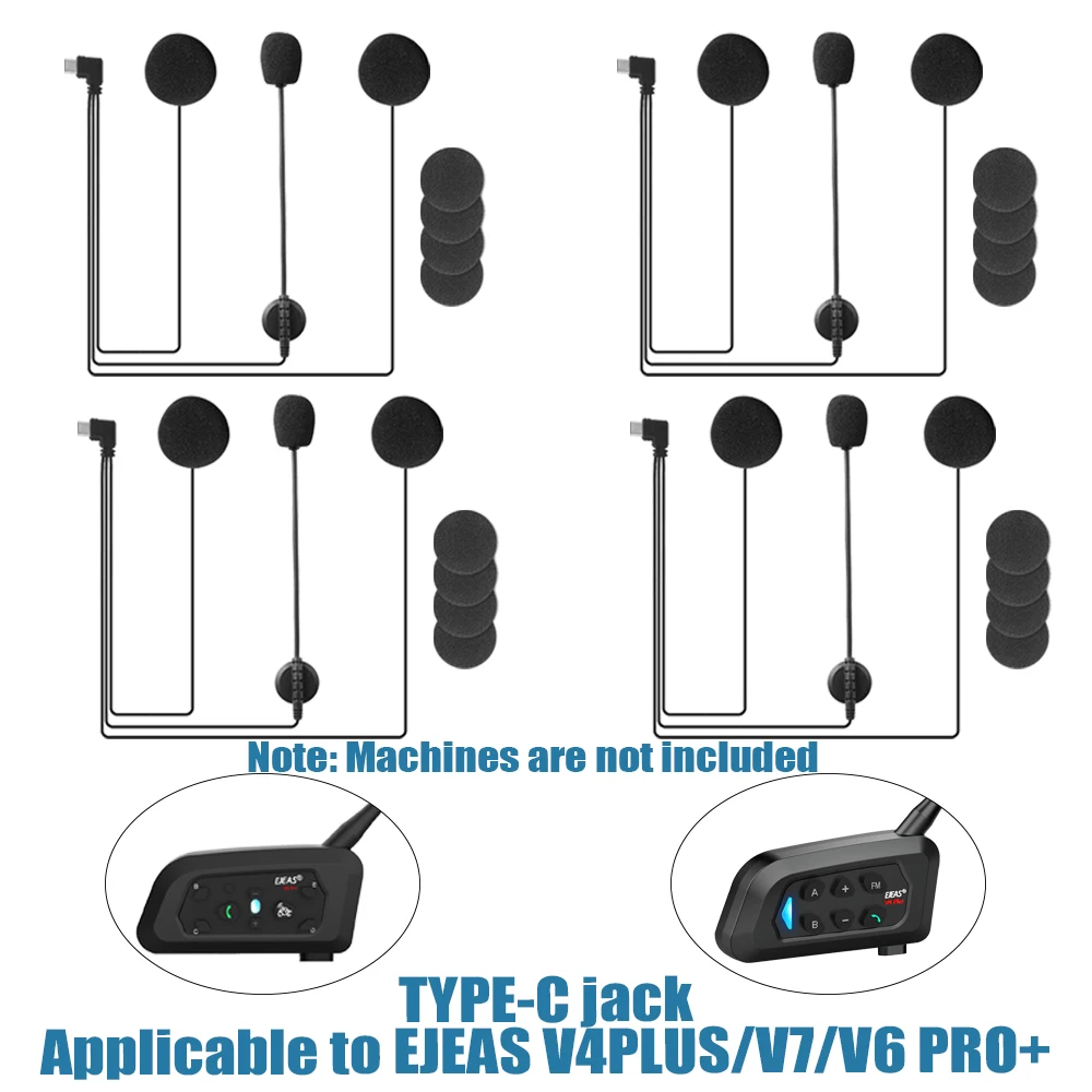 

EJEAS Original Earphone For EJEAS V4PLUS V6Pro+ Type-C Plug Motorcycle Helmet Headset Earphone with Speaker Microphone