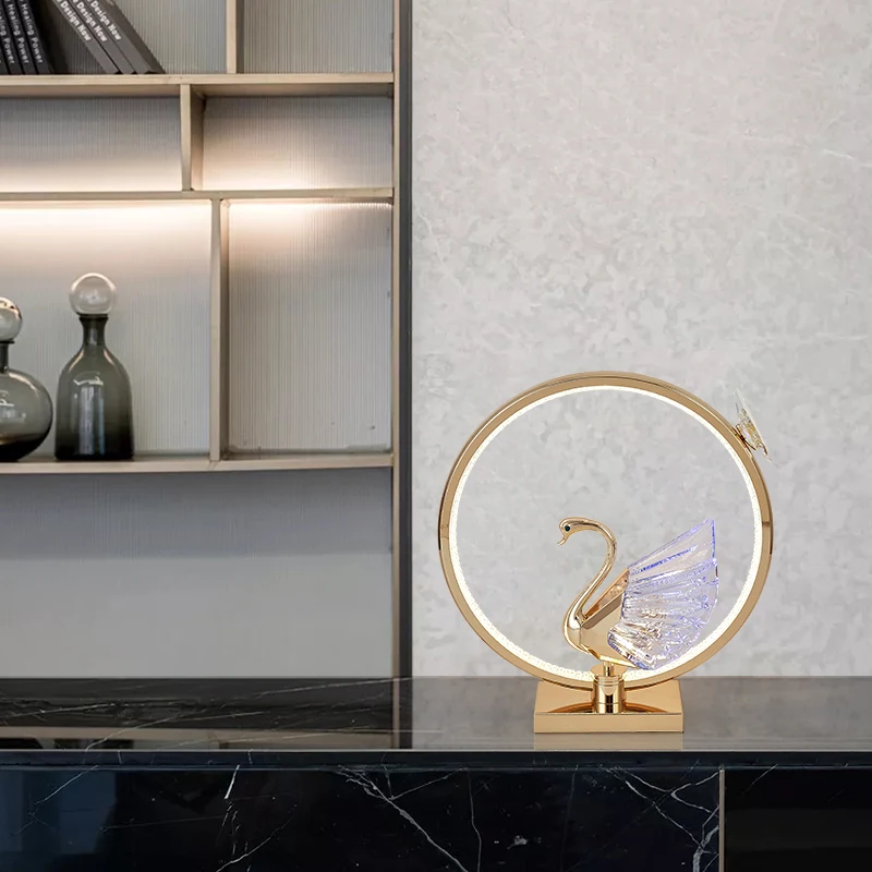 ULANI Modern Golden LED Swan Table Lamp Creative Design Desk Light Decor For Home Living Room