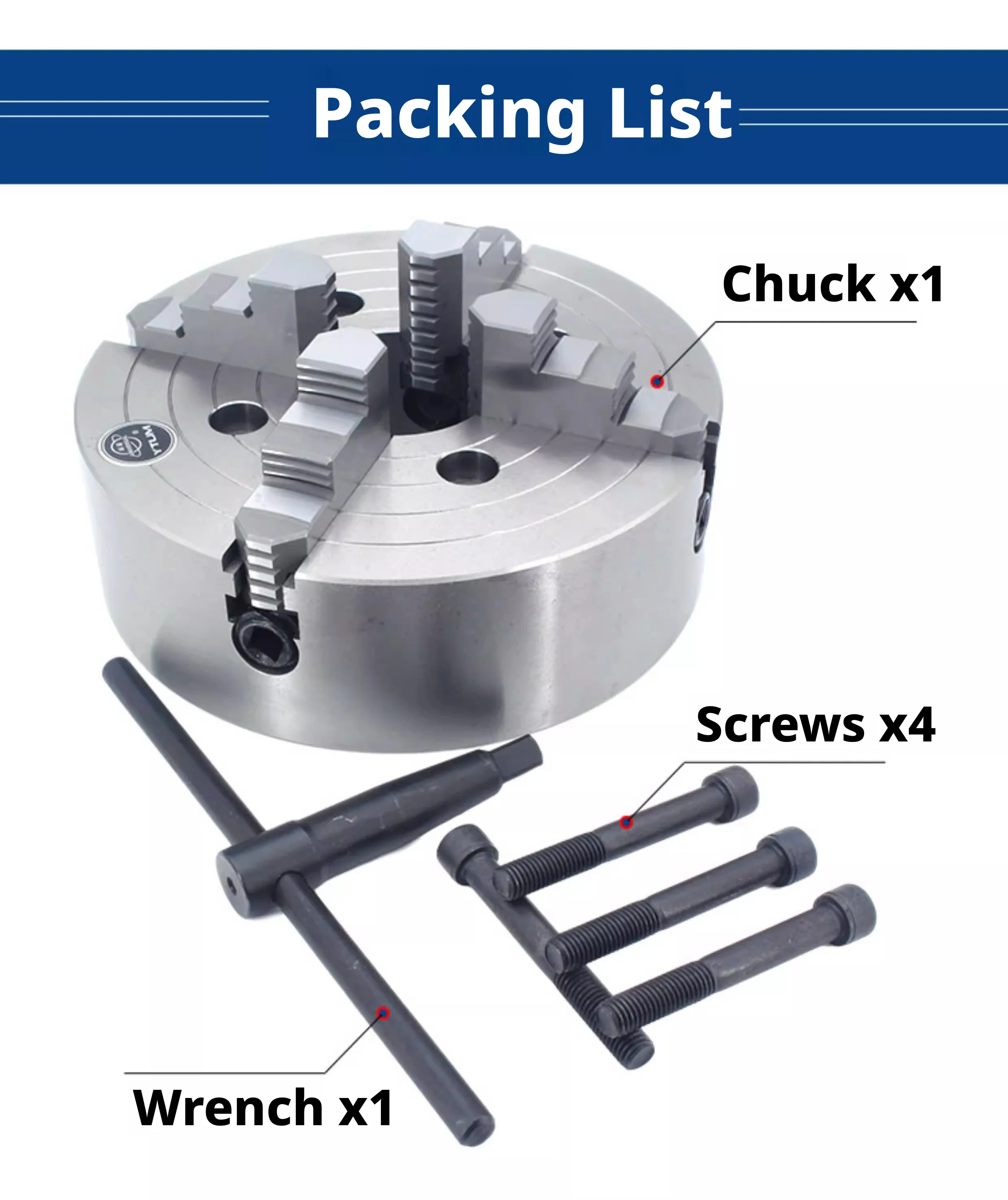 K72 Four Jaw Single Action Chuck Manual Lathe Fixture 200-250 Short Cylinder Connection for Precision Machining