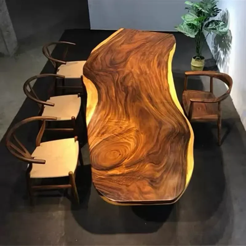 for South American Walnut Solid Wood Large Board Tea Table Log Boss Desk Rain Wood Desktop Whole Piece Tea Board