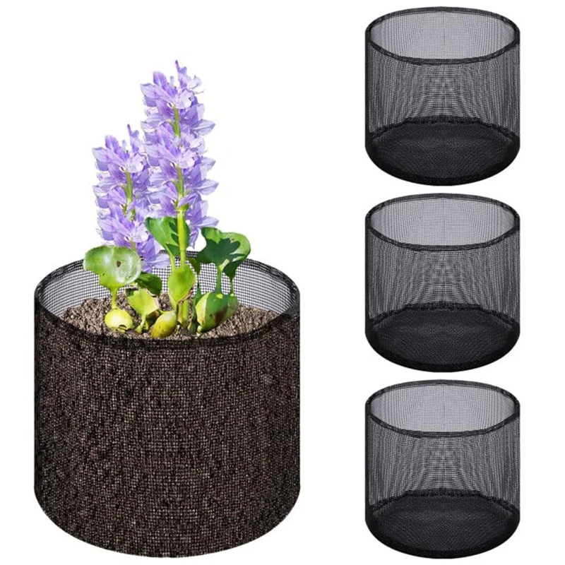 A72P 4 قطع أكياس شبكية للزراعة المائية قابلة للتنفس وقابلة لإعادة الاستخدام، أوعية زنبق مربعة لحدائق المياه #3