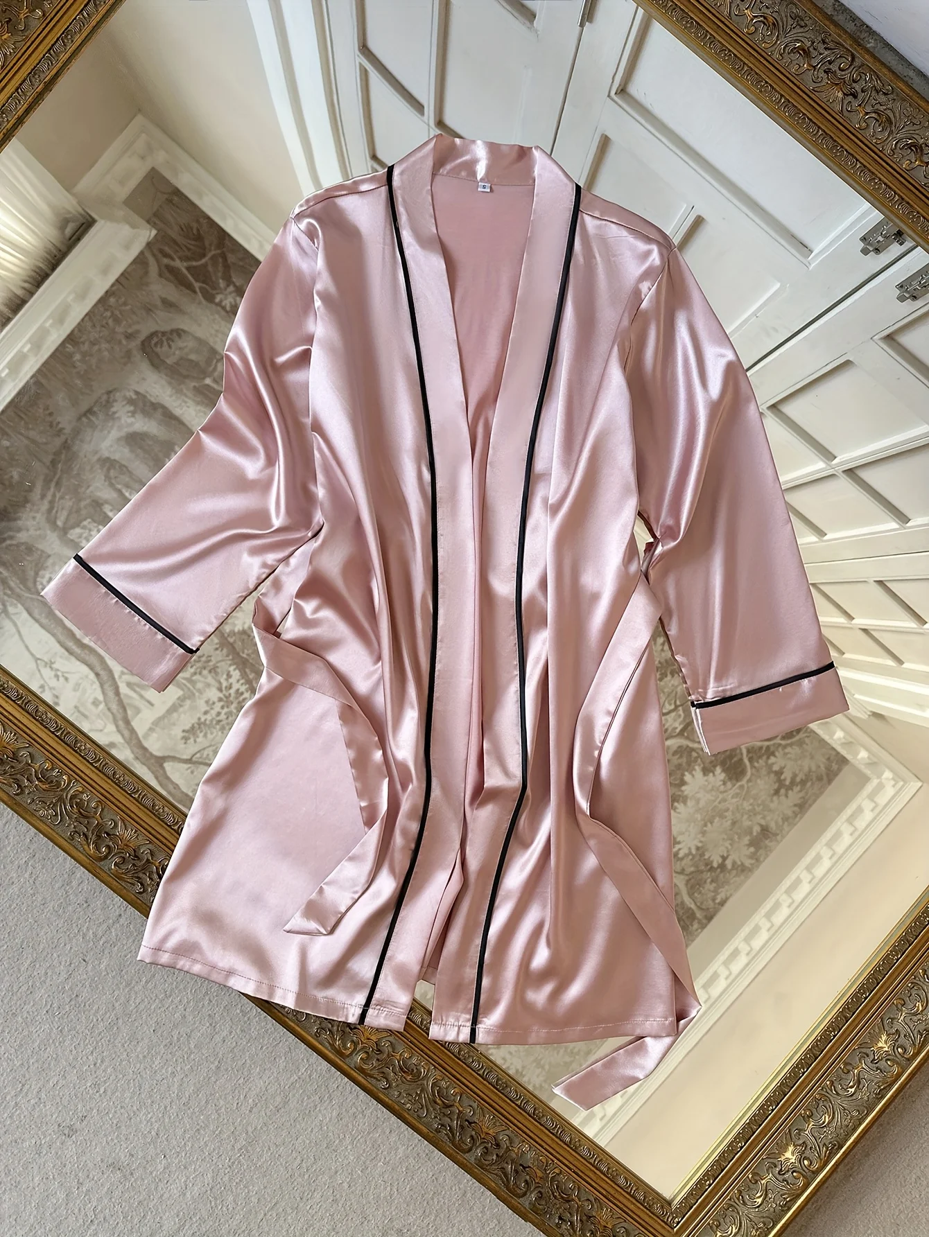 Elegant Women Sleep Robe V Neck Self Tie Waist Belt Loose Pajamas Casual and Comfortable Bedroom Bathrobe Loungewear Nightwear image 3