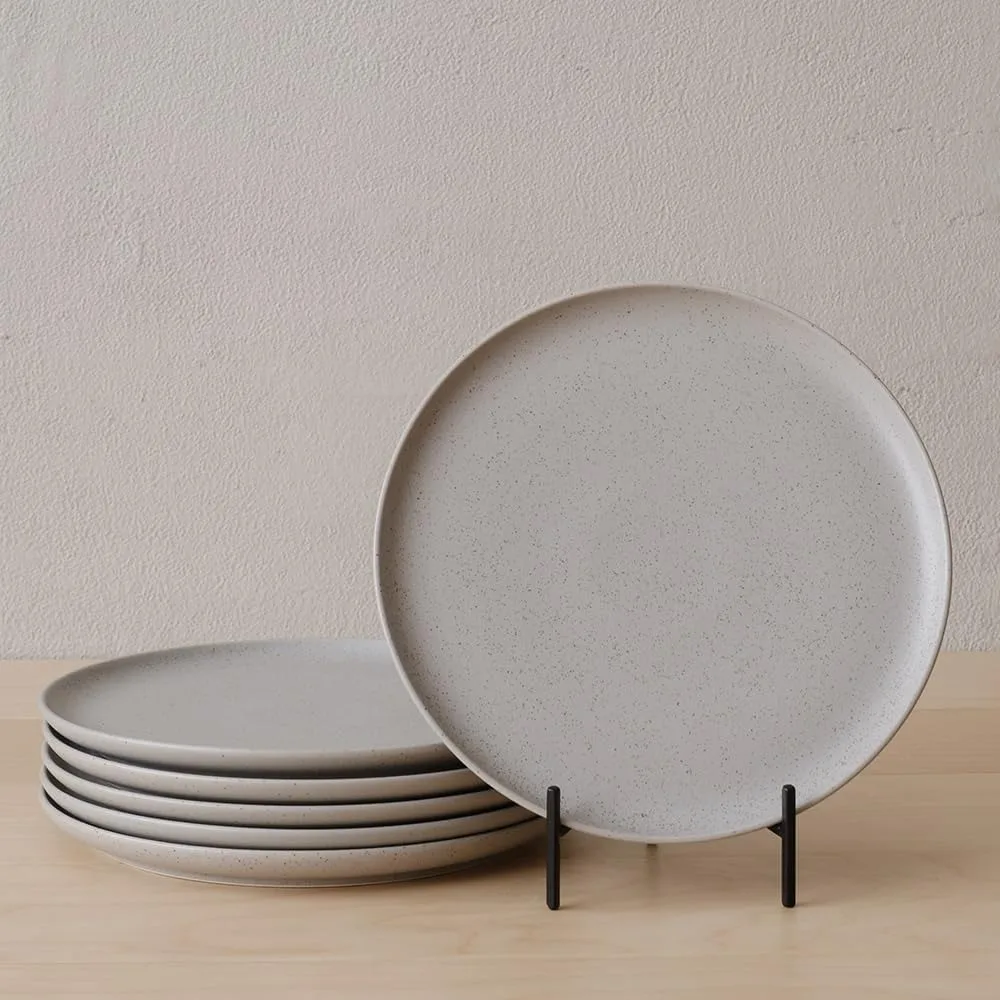 

Set of 6 Wenshuo Dinner Plates in Sandstone Gray, 10.5 Inches, Resistant to Chips and Scratches