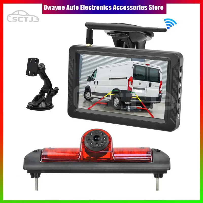 For Fiat Ducato Citroen Jumper Peugeot Boxer Wireless Brake Light Reversing Camera & Monitor Kit With 5 Inch HD Monitor