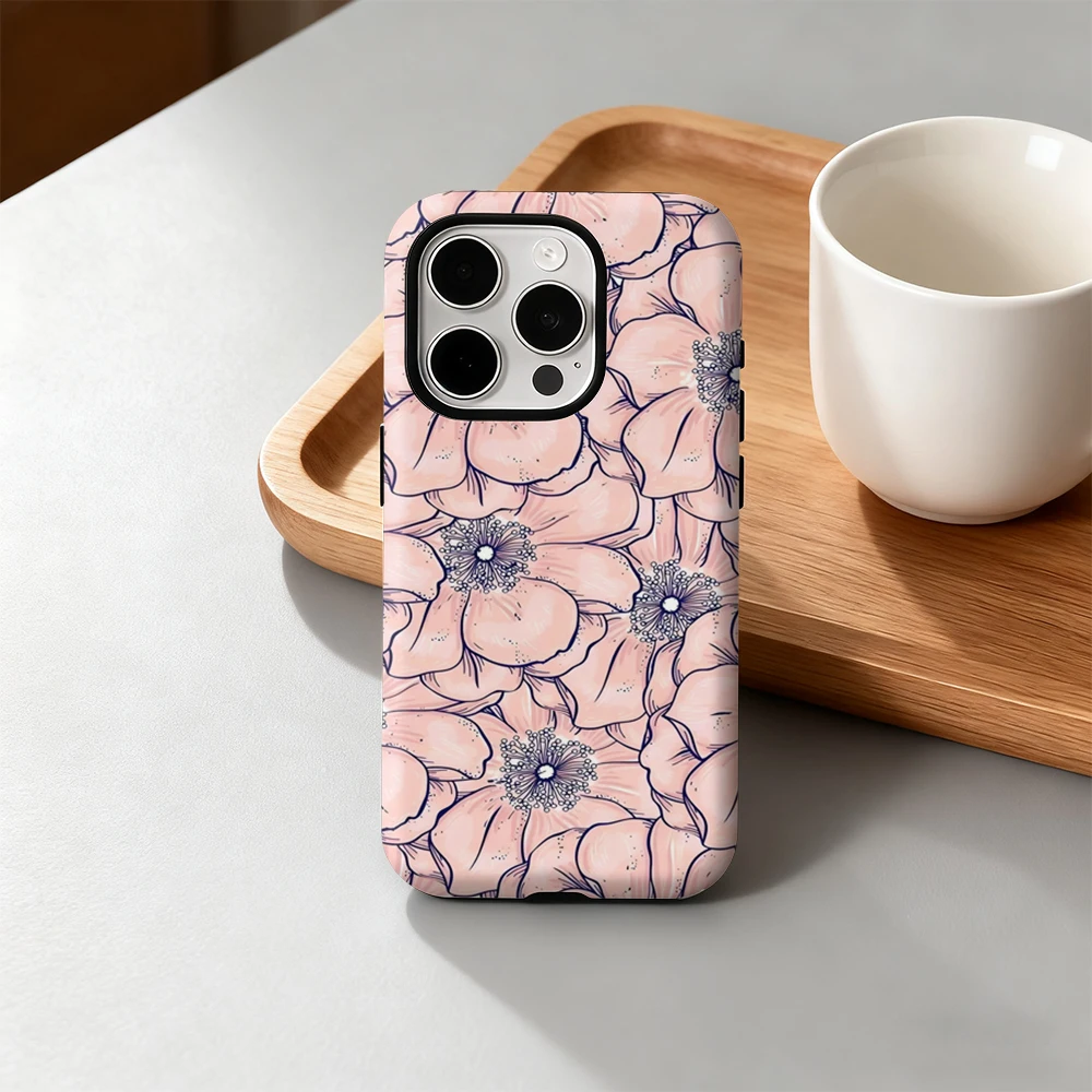 

Fashion Blossoms Phone Case for iPhone 17 16 15 14 13 12 11 Pro Max Air Plus Luxury Double-layer Back Cover