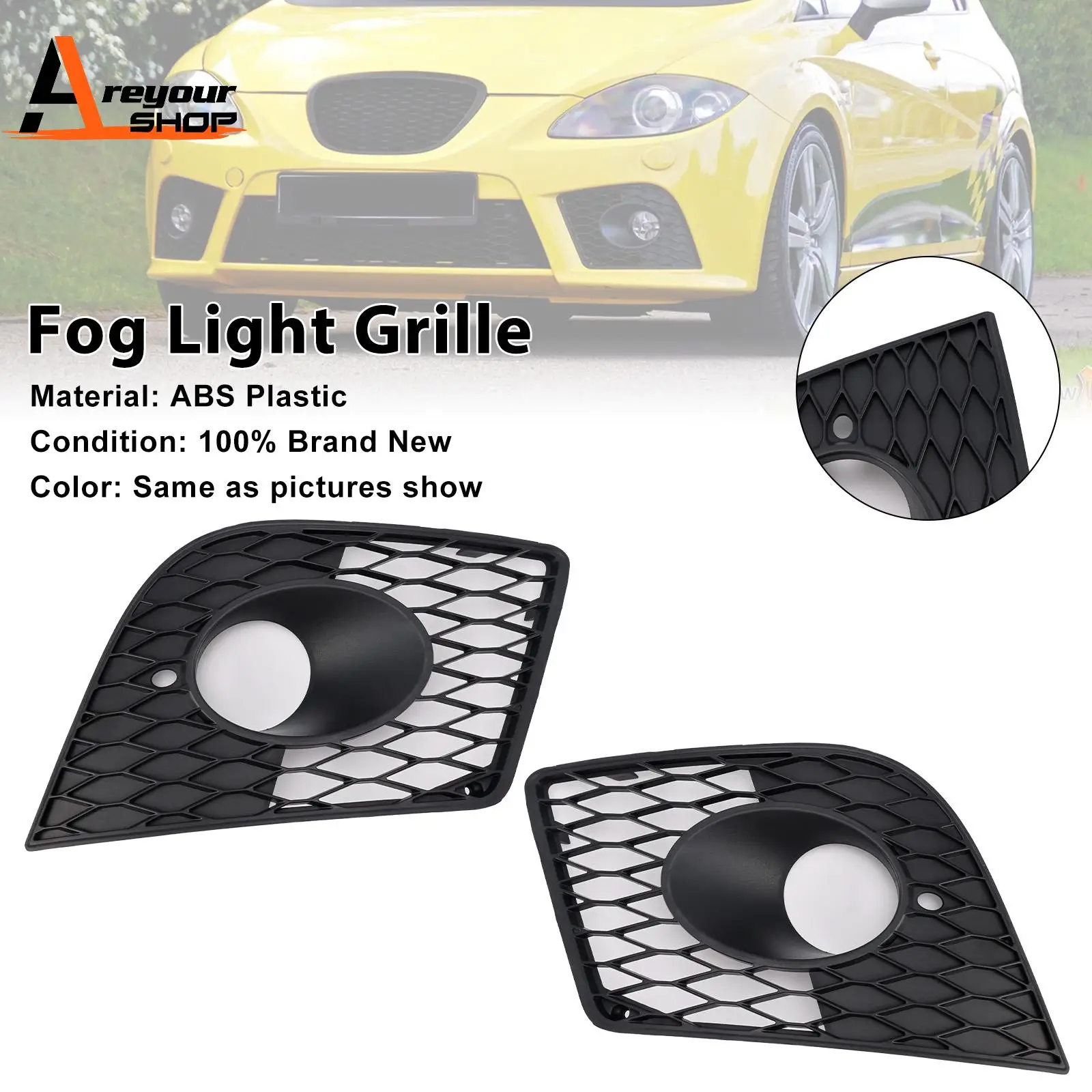 

2 шт. передний бампер, противотуманная фара, решетка, подходит для Seat Leon Cupra 2005 2006 2007 2008 2009 2010 2011 2012