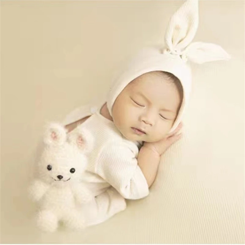 B2EB Baby Fiber Photo Photography Prop Outfits 3pcs Newborn Photo Prop Romper Hat set Costume Infant Accessories Durable