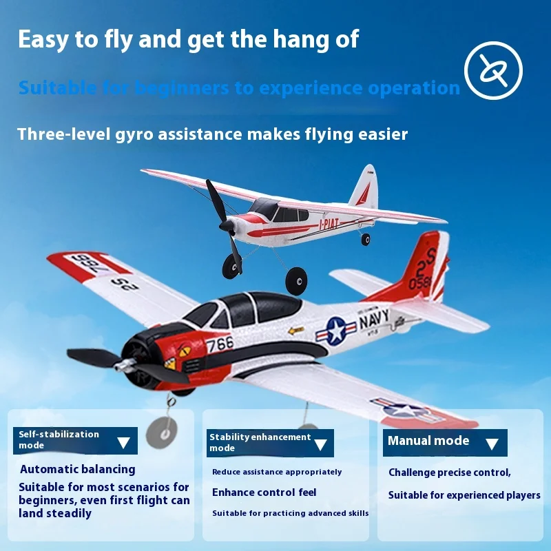 Fms Model Airplane 500mm Pa-18 Beginner'S Small Four Channel Remote-Controlled Fixed Wing Aircraft Outdoor Toy One-Key Return