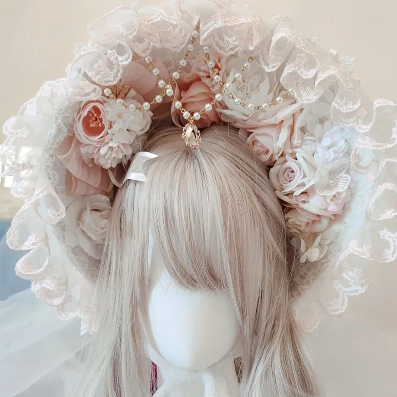 

Design Flower Wedding Headdress Handmade Hat Gadget Tea Party Lace Wave Knight Flat