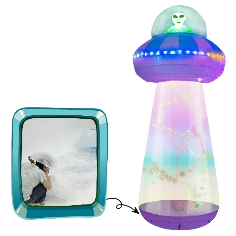 

Halloween LED luminous inflatable flying saucer UFO children's Halloween inflatable toys courtyard luminous