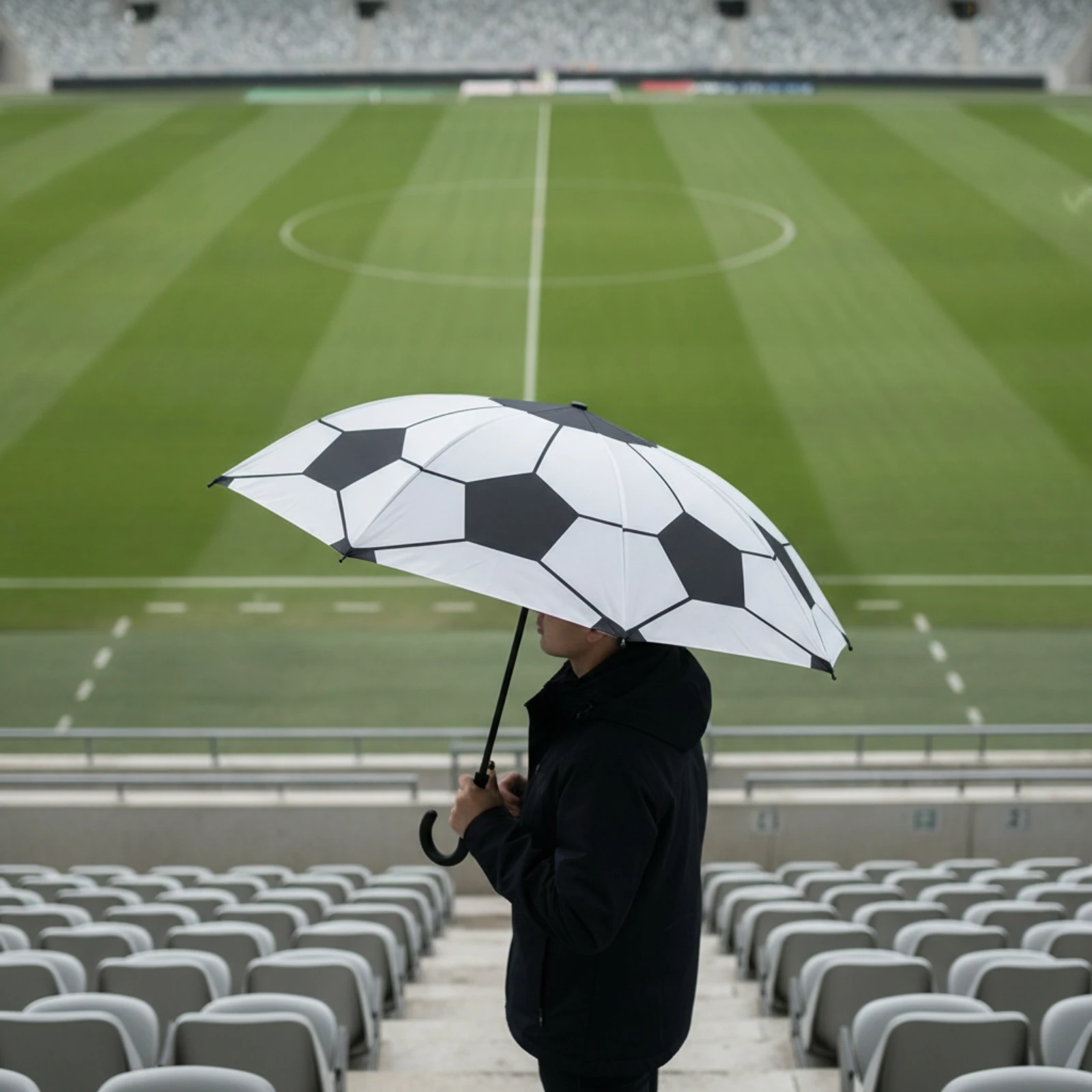 Soccer Ball Umbrella Straight-Shaft Soccer Umbrella Novelty Sporty for Children, Rainy Days, Sports Events - view 3