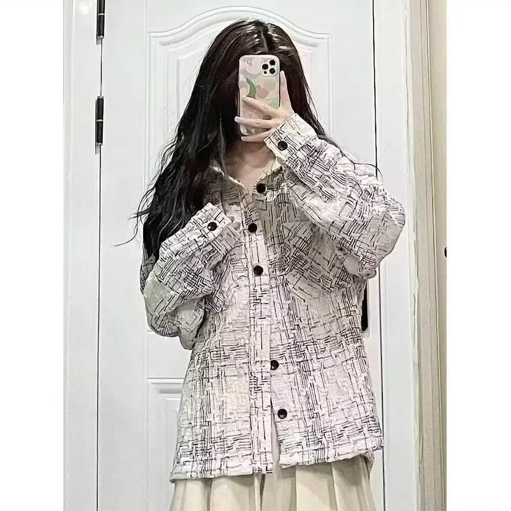 

Мужская и женская свободная верхняя одежда большого размера в клетку на осень-зиму, белая, в стиле минимализм, повседневная, класса люкс