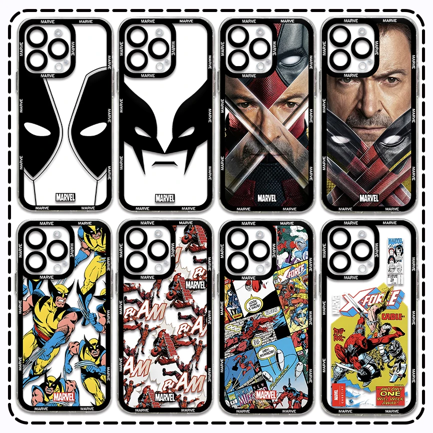 

New Movie Deadpool & Wolverine Phone Case For iPhone 16 15 14 13 12 11 Mini Pro Max X XR XSMax 7 8 Plus SE20 Transparent Cover