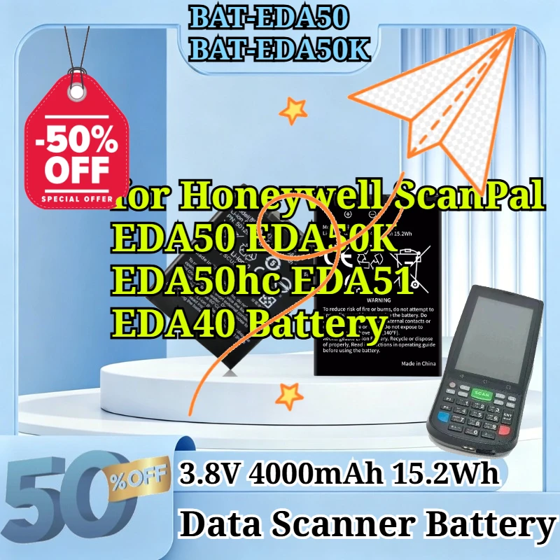 New BAT-EDA50 BAT-EDA50K 3.8V 4000mAh 15.2Wh Data Scanner Battery for Honeywell ScanPal EDA50 EDA50K EDA50hc EDA51 EDA40 Battery