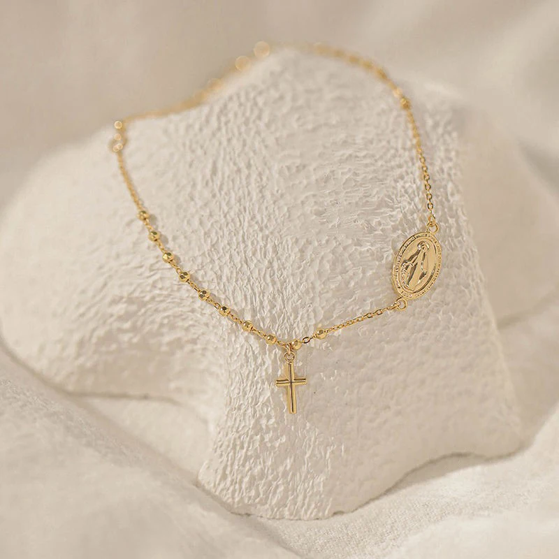 المسيحية الأزياء الصليب سوار مجوهرات لذيذ الخرز سوار للنساء أساور المعصم قابل للتعديل سلسلة اليد #5