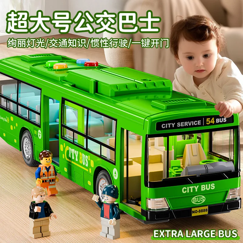 

Children's Bus Toy Large Door Bus Model Simulation Baby Toy Boy Accessories Free Shipping Red Blue Electric Toys Open