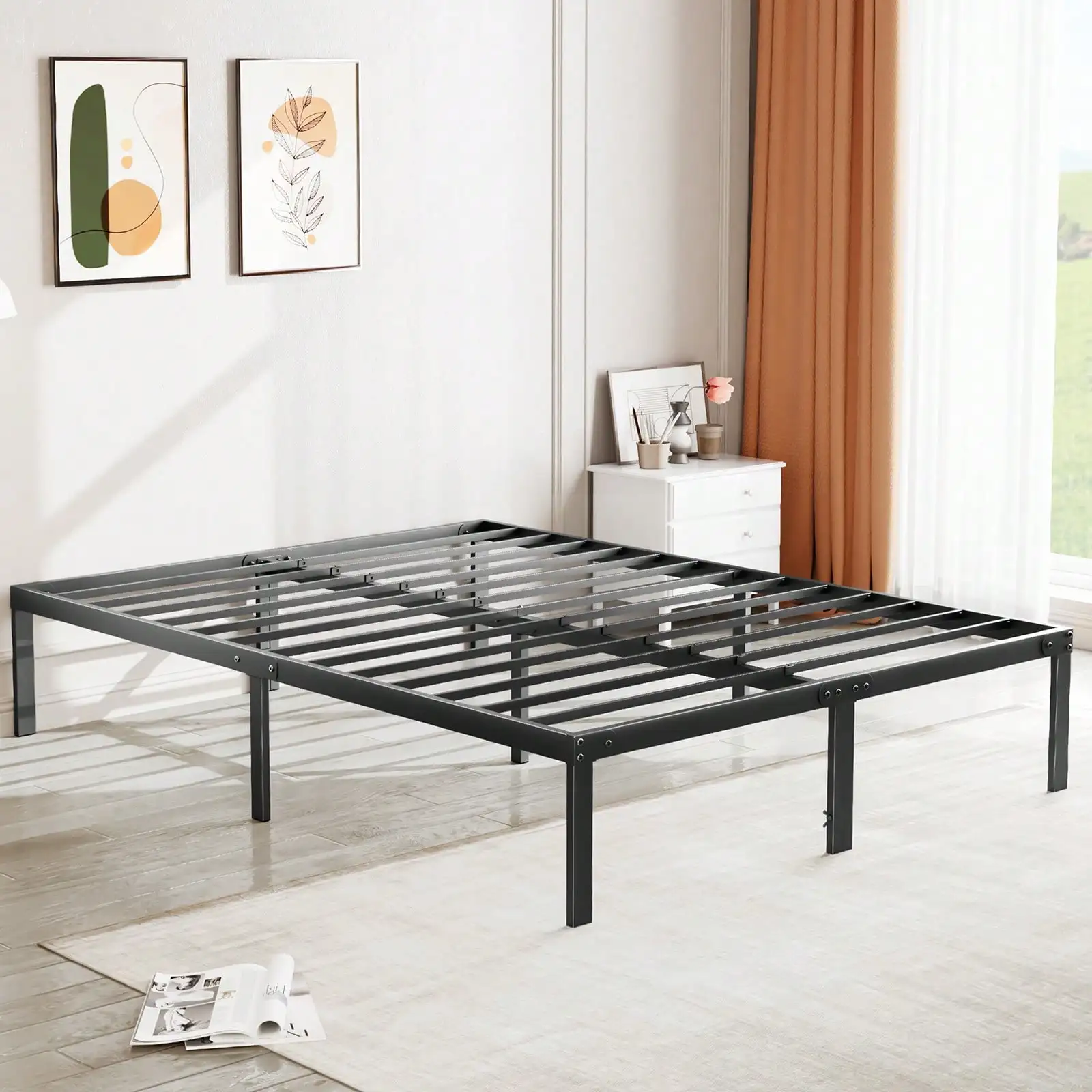 

4 Sizes Metal Platform Bed Frame, Under Bed Storage Space, Simple And Sleek Design, Easy Assembly, No Box Spring Nee