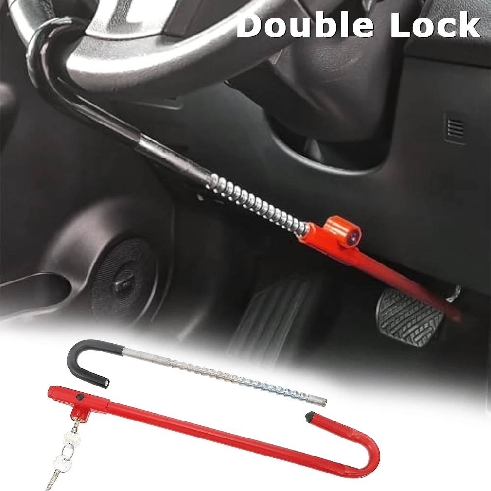 

Universal Car Brake Lock Steering Wheel Lock Retractable Double Hook Car Clutch Pedal Lock Security Anti-theft Auto Parts