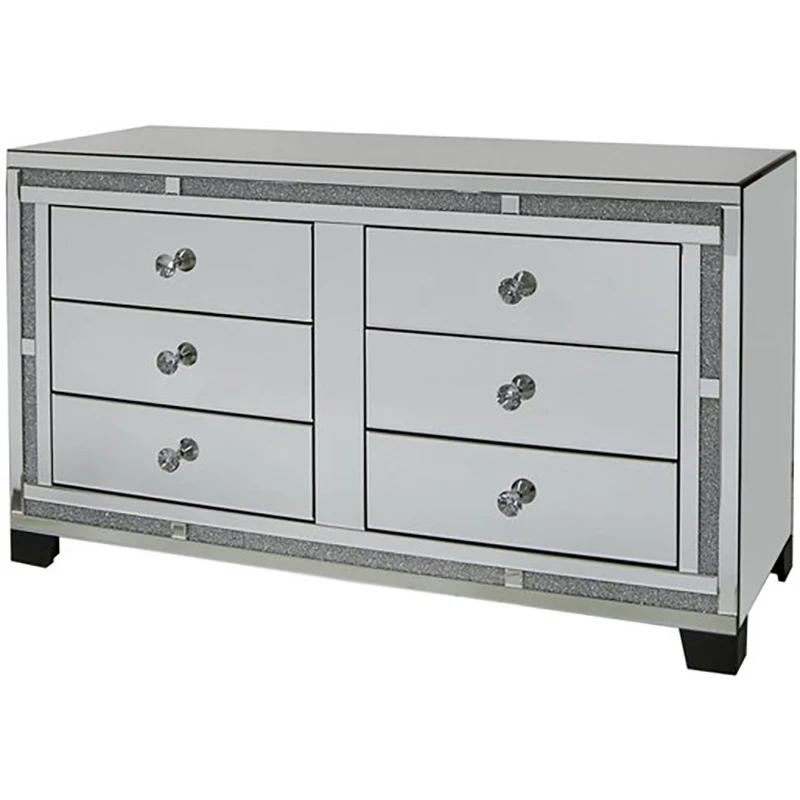 Mirror Diamond Crystal Dresser Locker with 6 drawers