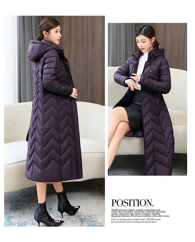 2026 NEW Winter Hooded Down Jacket 5XL Women's Warm Parka Fashion Down Cotton Women Long Coat Slim Temperament Female Overcoat