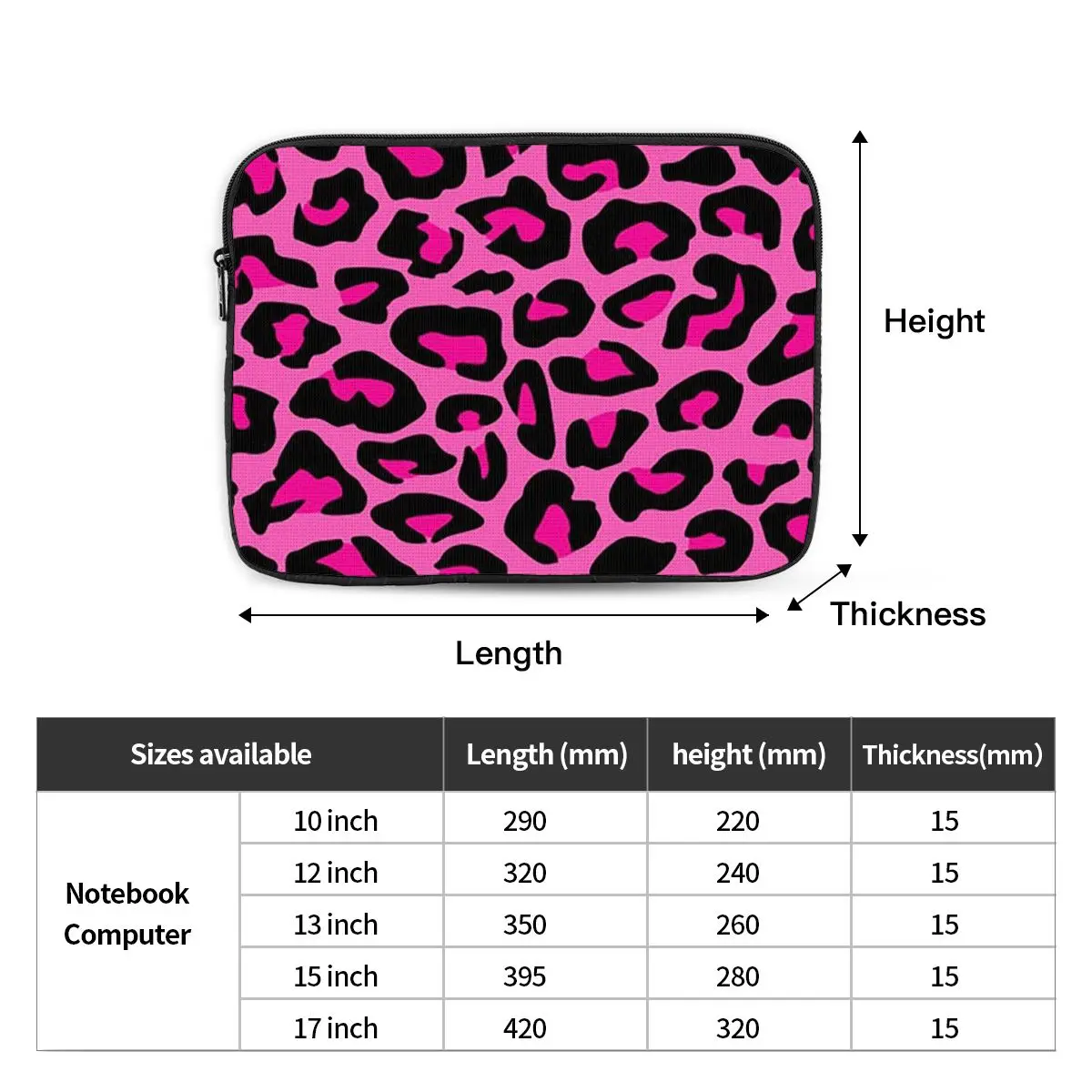 Leopard Cheetah Seamless Pattern Animal Skin Print Spots10 12 13 15 17 Inch Notebook Sleeve Cover Bag Tablet Shockproof Case Bag