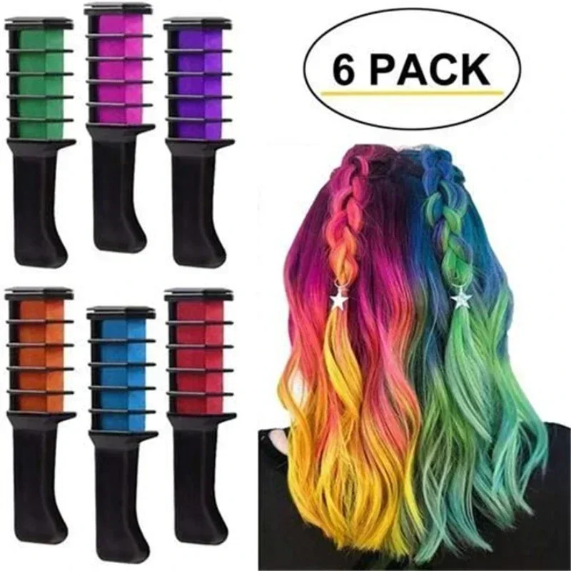 6/1pcs Kids Hair Dye Comb Mascara Design Crayons Hair Coloring Chalk Temporary Dye Pencil Mini Disposable Professional Hair Dyes