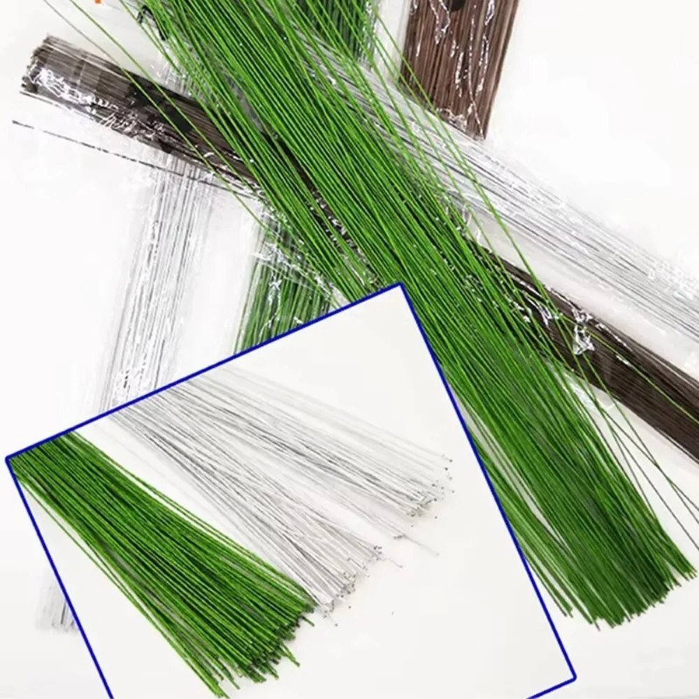 100Pcs 40cm Floral Wire Stems Paper Covered Iron Wire Paper Floral Wire DIY Crafts Flower Making Accessory Home Decor