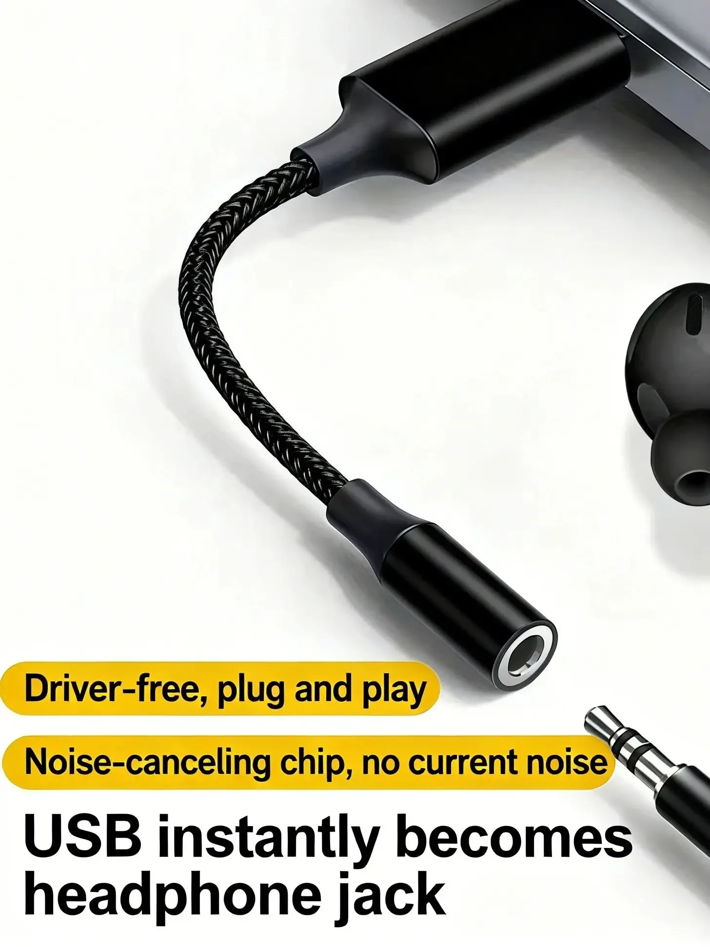 USB to 3.5mm Audio AUX Cable Adapter External Sound Card USB Female Port to 3.5mm Jack Headphone Microphone Adapter