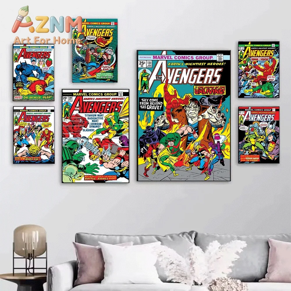 AZNM The Avengers #127 Havoc In The Hidden Land Comic Canvas Wall Art No Frame Vintage Superhero Print Poster Home Wall Decor