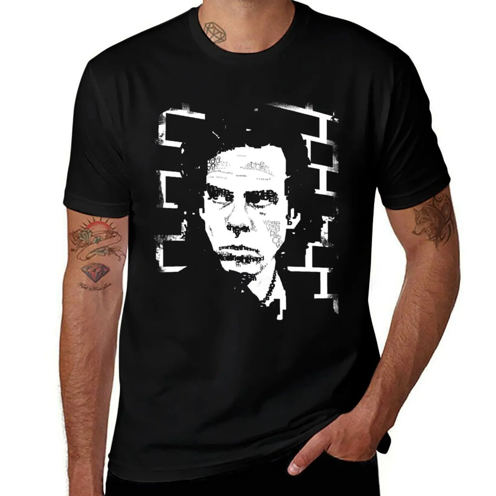 Nick Cave Typographic Portr T-Shirt Large Size Casual Short Sleeve Top
