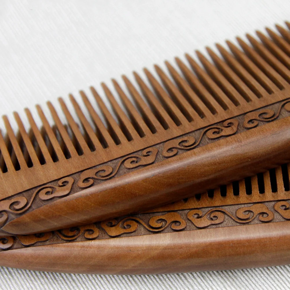 مشط خشبي على شكل قمر بلون القهوة، مادة طبيعية، نمط نحت، لفك تشابك الشعر، لطيف على فروة الرأس، تحسين هدية الدم #1
