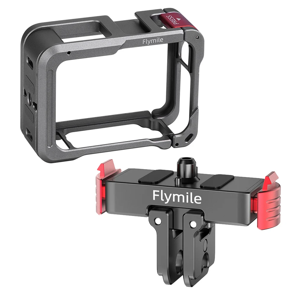 Carcasa protectora de marco de jaula de Metal de liberación rápida con Base de montaje de extensión de zapata fría para Go Pro Hero 13, accesorios negros