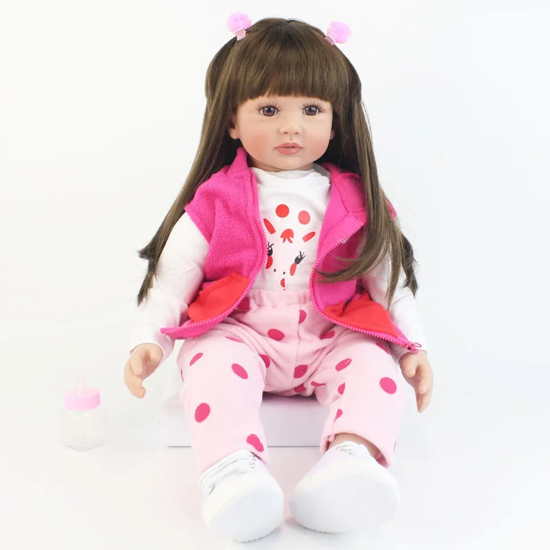 60cm Long Hair Princ Doll Toy Reatic Baby Reborn Simulation Walking Figure Collectible Model ex over 3 Years Old