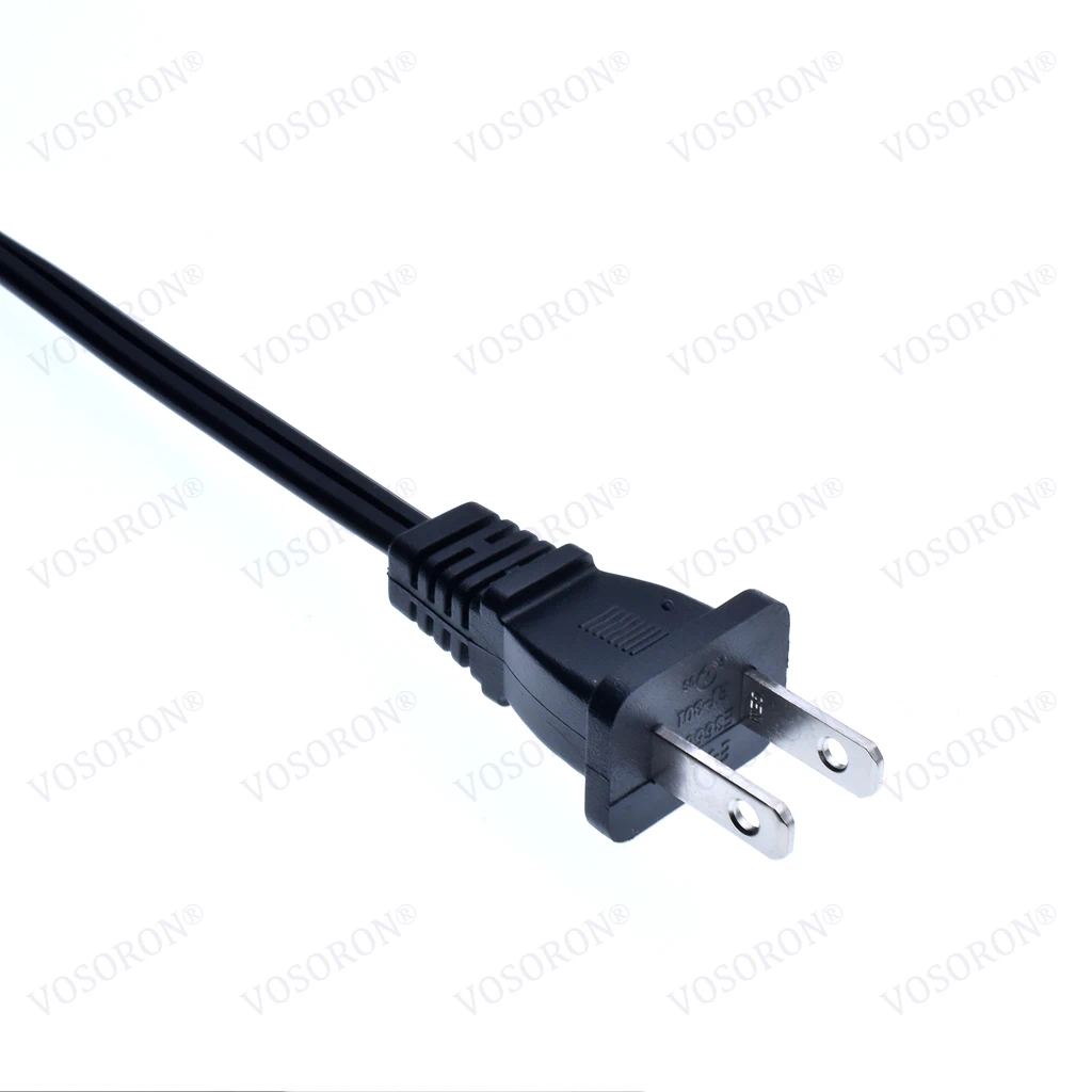 سلك طاقة بزاوية قائمة NEMA 1-15P إلى IEC320 C7 للتلفزيون/PS، كابل خط طاقة بزاوية 2 شقوق، SPT-2x18AWG، 1.8 متر (6FT)