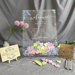 3D Acrylic Signature Board Birthday Party Wedding Desk Guest Book,Custom Colour Printing Sign-in Frame