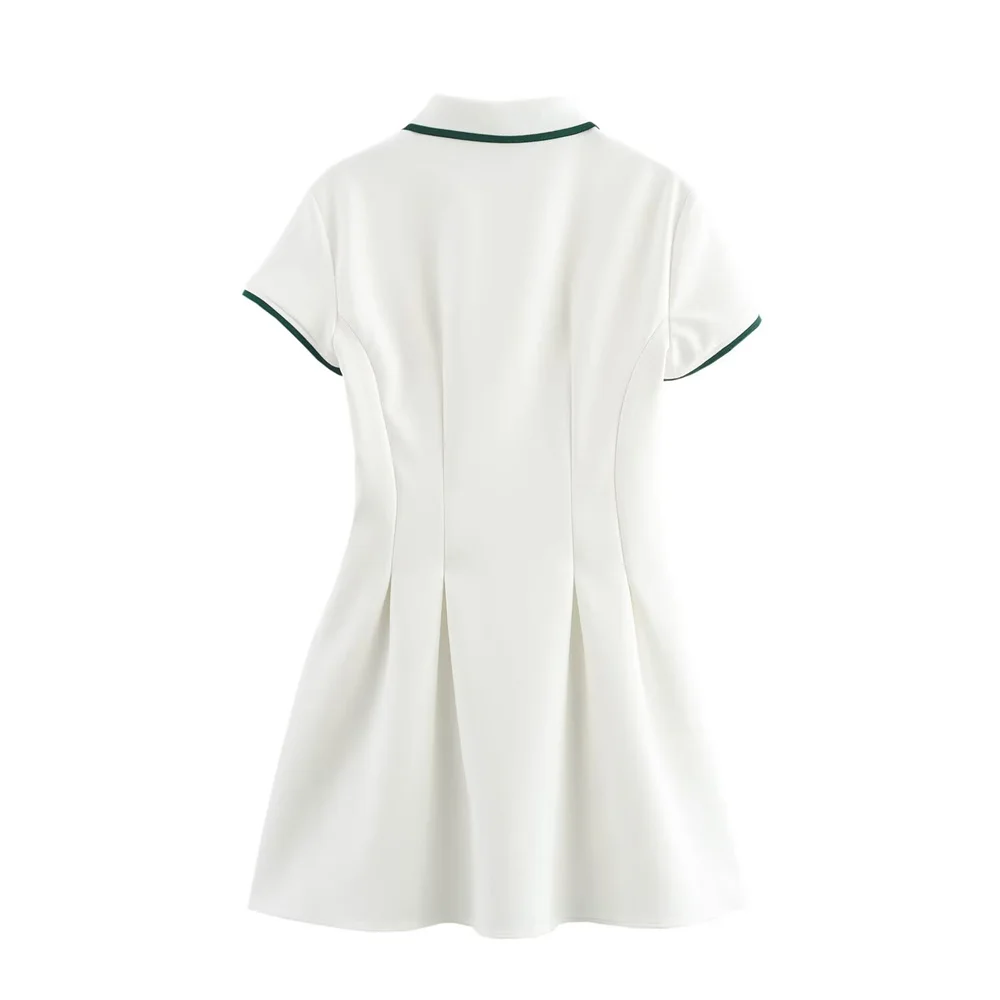 BM&MD&ZA Robes polo à manches courtes pour femme en col contrasté blanc et ivoire pour un style preppy et décontracté