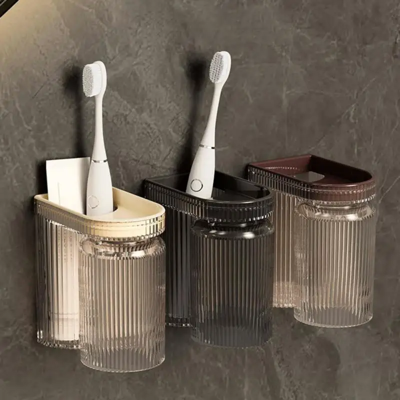 Ensemble de gobelets magnétiques pour rince-bouche avec porte-brosse à dents, rangement à l'envers, tasse de douche pour couple, ménage T1