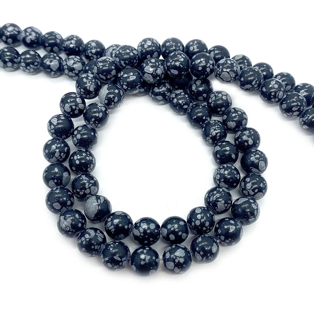1 Strand Natural Snowflake Obsidian 6/8/10mm Round Polished Loose Bead Jewelry Accessory For DIY Making Necklace Bracelet Gift - Image 5