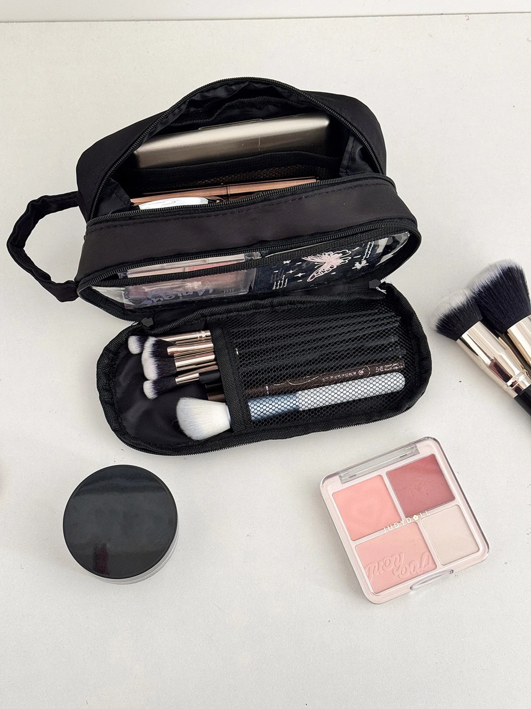 Airfriend Black Cosmetic Bag Travel Luxury Makeup Bag With Handle Women's Makeup Bag Large Toiletry Storage Pouch Wholesale