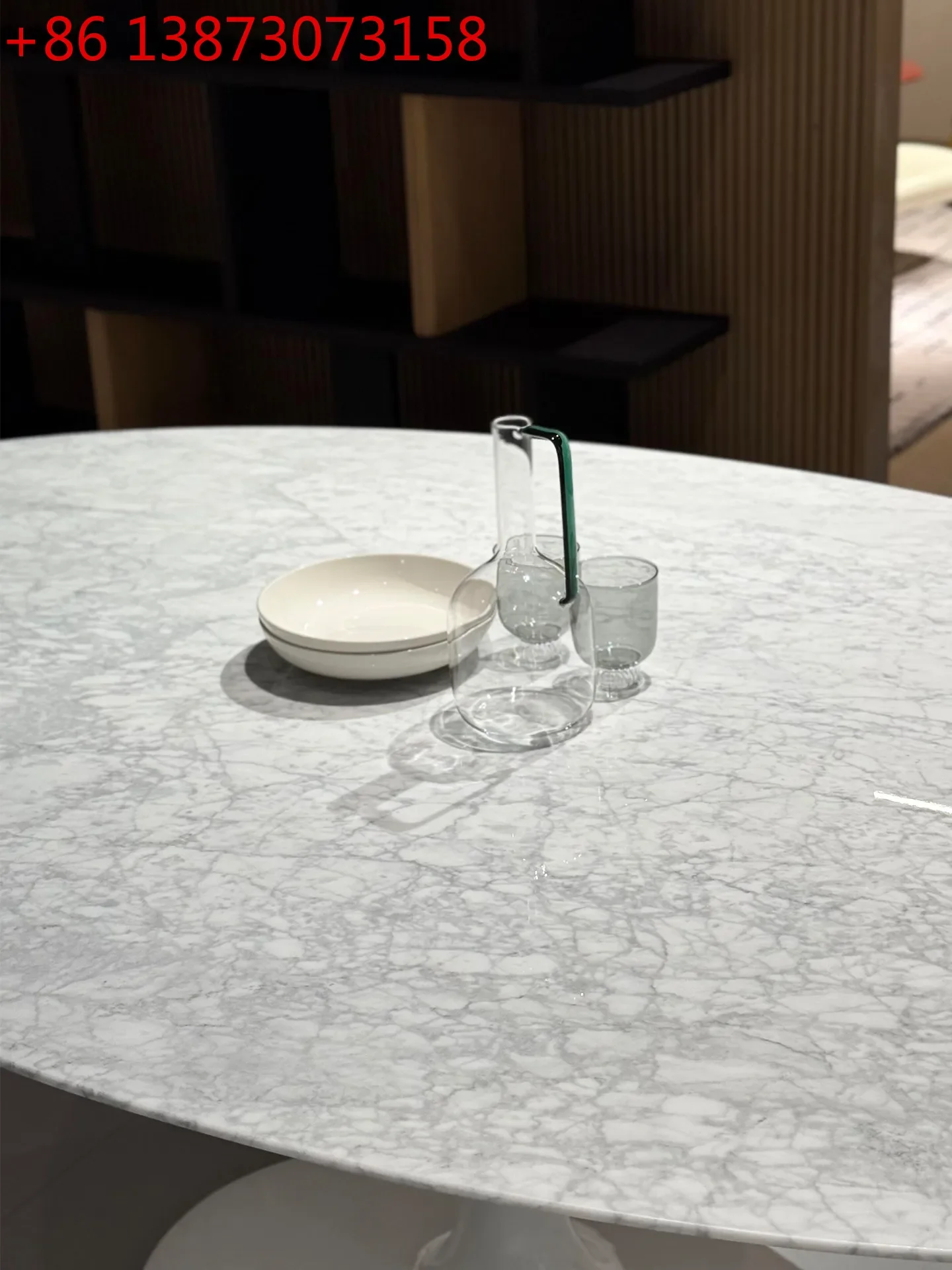 Mesa de Comedor Ovalada de Mármol Blanco Natural Zhonghua, Mesa de Comedor de Piedra de Lujo Carrara Blanco Tulip, Diseño de Gota de Agua 1.8