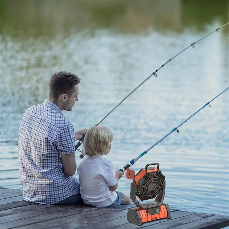 

Tom AutoOutdoor Usb Rechargeable Portable Desk Camping Oscillating Fan With Led Lamp for Tent