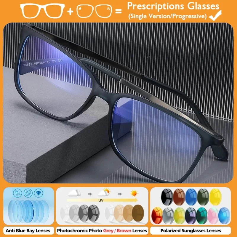

KUXA Classic Geometric Simple Retro Design Eyeglasses Men's Anti-Blue Light Glasses Reading Glasses Customizable Prescription