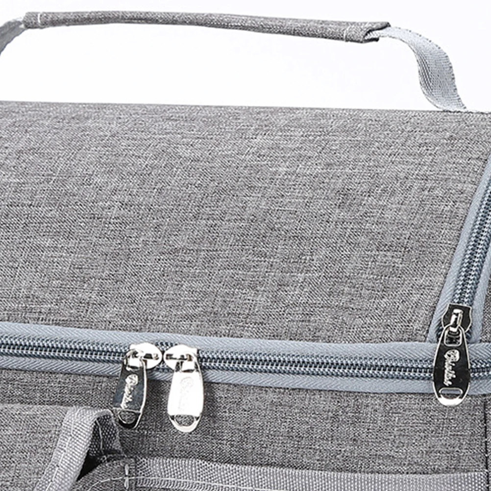 

Insulated Tote Bag Double Layer Grey Portable Snack Holder Cooler Reusable Lunch Box Fashion Design Lightweight Large Capacity