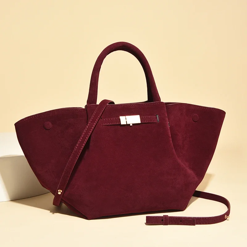 Luxuriöse Damen-Handtasche im Premium-Design aus PU & Wildlederimitat, elegante Umhängetasche mit Henkel, große Kapazität – Detail 13