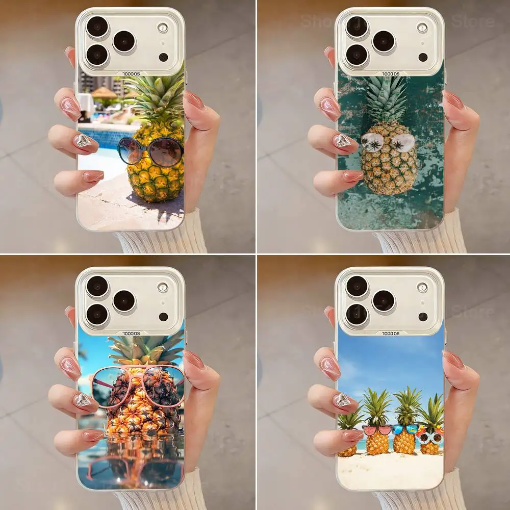 

Funny Summer Pineapple Phone Case For iPhone 17,16,13,12,X,11,15,14,Pro,Max,Plus,SE4,Air,Mini White IMD HD Matte