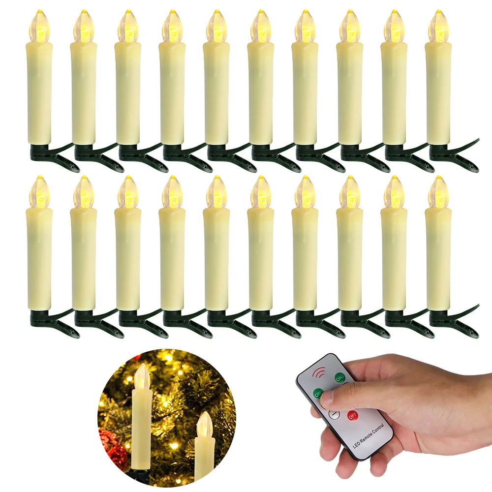 Christmas Tree Clamp Candle Light with Remote Control LED Electronic Candle Light Christmas Decoration 10Pcs per Lot Dropshippin