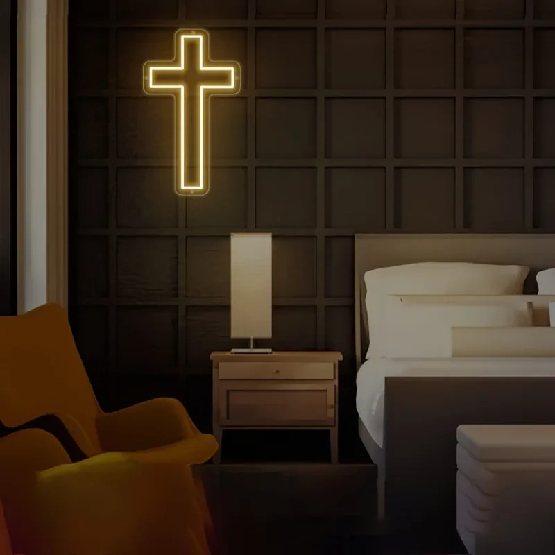 Jesus Cross Neon Sign, Led Signs Cross Decor Art Lamp Light  for Wall Decor Bedroom Christian Decor Religious Room Kid Room