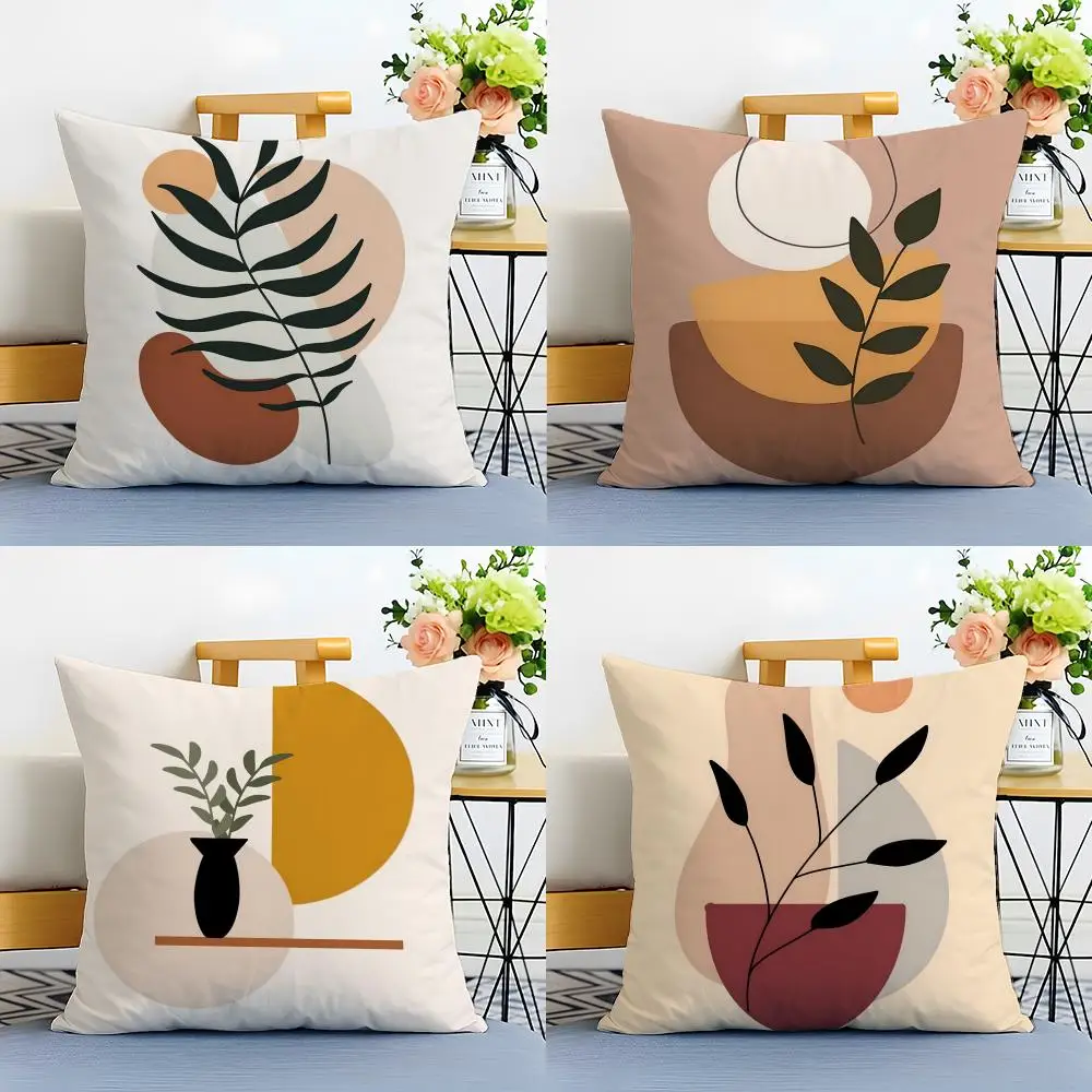 Trend Rustic Geometric Floral Cushion Cover Linen Pillowcase Soft  for Sofa Bed Home Room Decor
