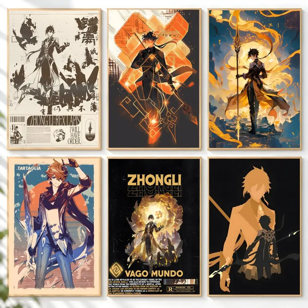 Game G-Genshin Impact Z-Zhongli Poster Home Artwork For Living Room Bedroom Office Dorm Apartment Gift