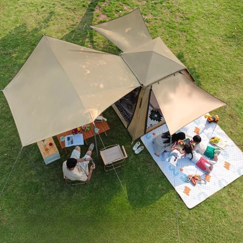Outdoor camping tent overnight folding portable canopy 2-in-1 full set of automatic camping